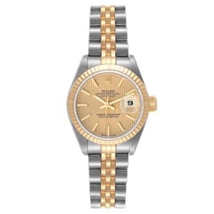 Rolex Datejust Champagne Tapestry Dial Ladies Watch 79173 Box Papers