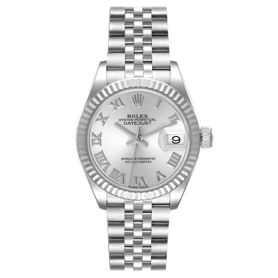 Rolex Datejust 28 Steel White Gold Silver Dial Ladies Watch 279174