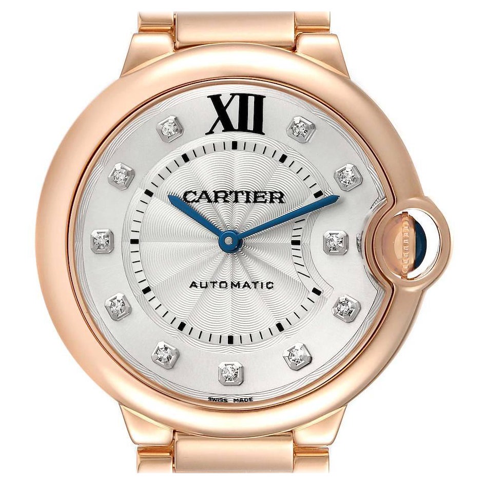 Cartier Montre Ballon Bleu 36 en or rose et diamants pour femmes WE902026 en vente