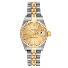 Rolex Datejust Steel Yellow Gold Champagne Dial Ladies Watch 79173 Papers