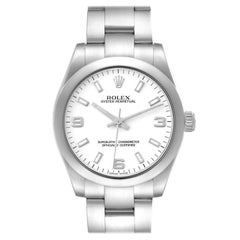 Rolex Midsize White Dial Domed Bezel Steel Ladies Watch 177200 Box Card