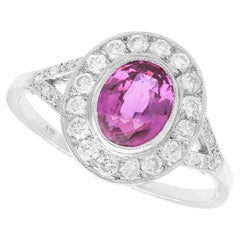 Vintage 1.88 Carat Pink Sapphire Diamond and Platinum Dress Ring