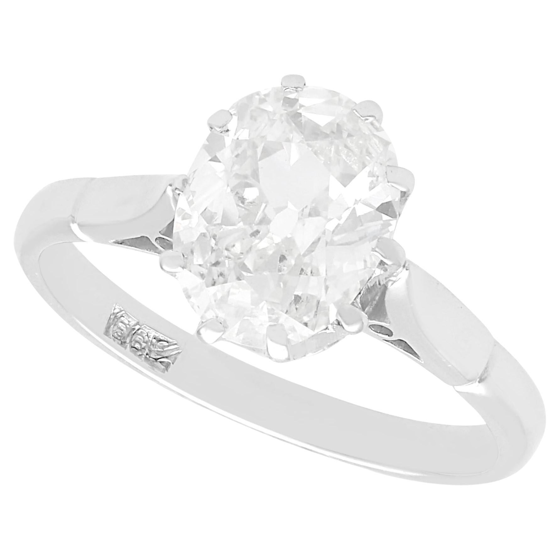 Antique 1.42 Carat Diamond and 18k White Gold Solitaire Ring For Sale