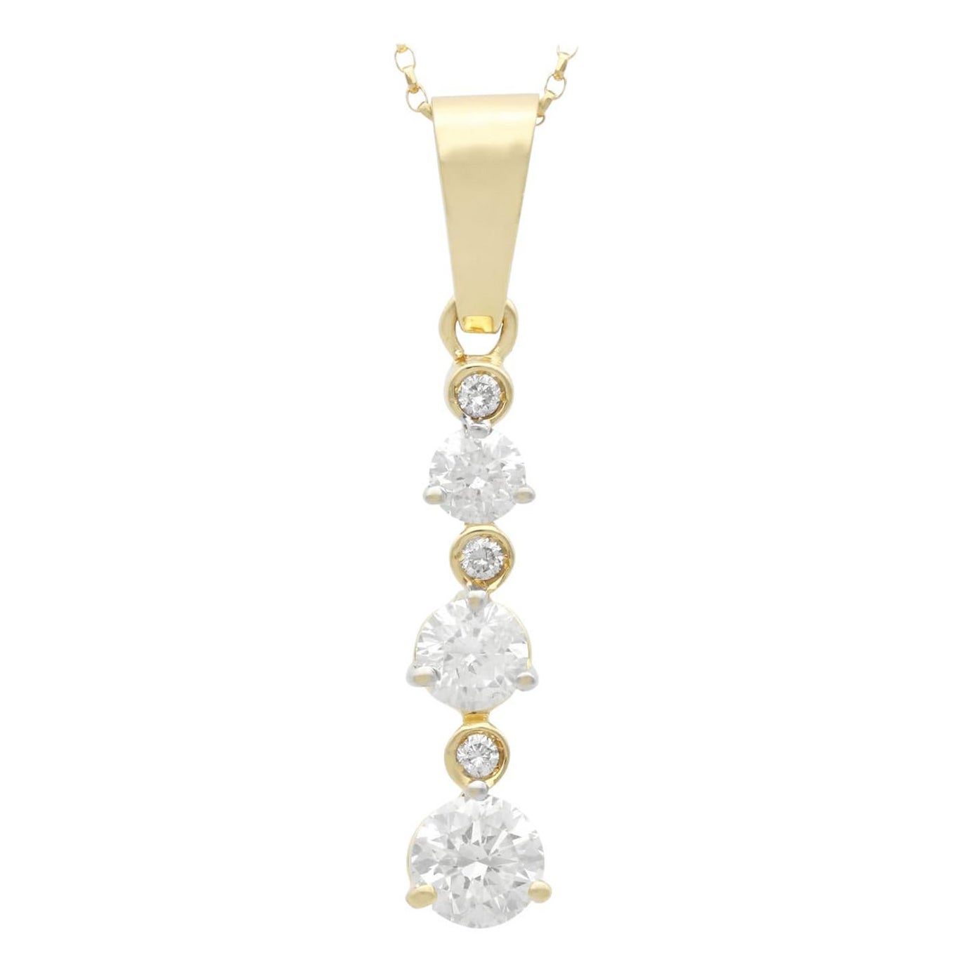 Colgante vintage años 90 de oro amarillo de 14k y diamantes de 1,98 quilates