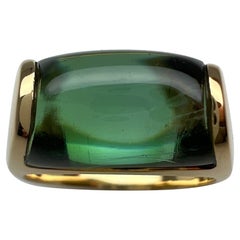 Rare Bvlgari Bulgari Tronchetto 18k Yellow Gold Green Tourmaline Ring with Box