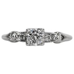 1920s Art Deco GIA Cert .31 Carat Diamond Platinum Engagement Ring 10