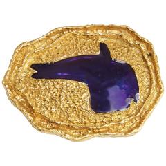 1963 Georges Braque "Areion" Blue Enamel Gold Brooch 3