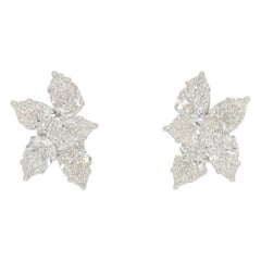 GIA White Diamond Pear Shape Cluster Earrings in 18K White Gold