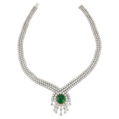Used Important Van Cleef & Arpels Diamond & Emerald Necklace