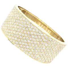 Wide Pave Diamonds Gold Cuff Bracelet