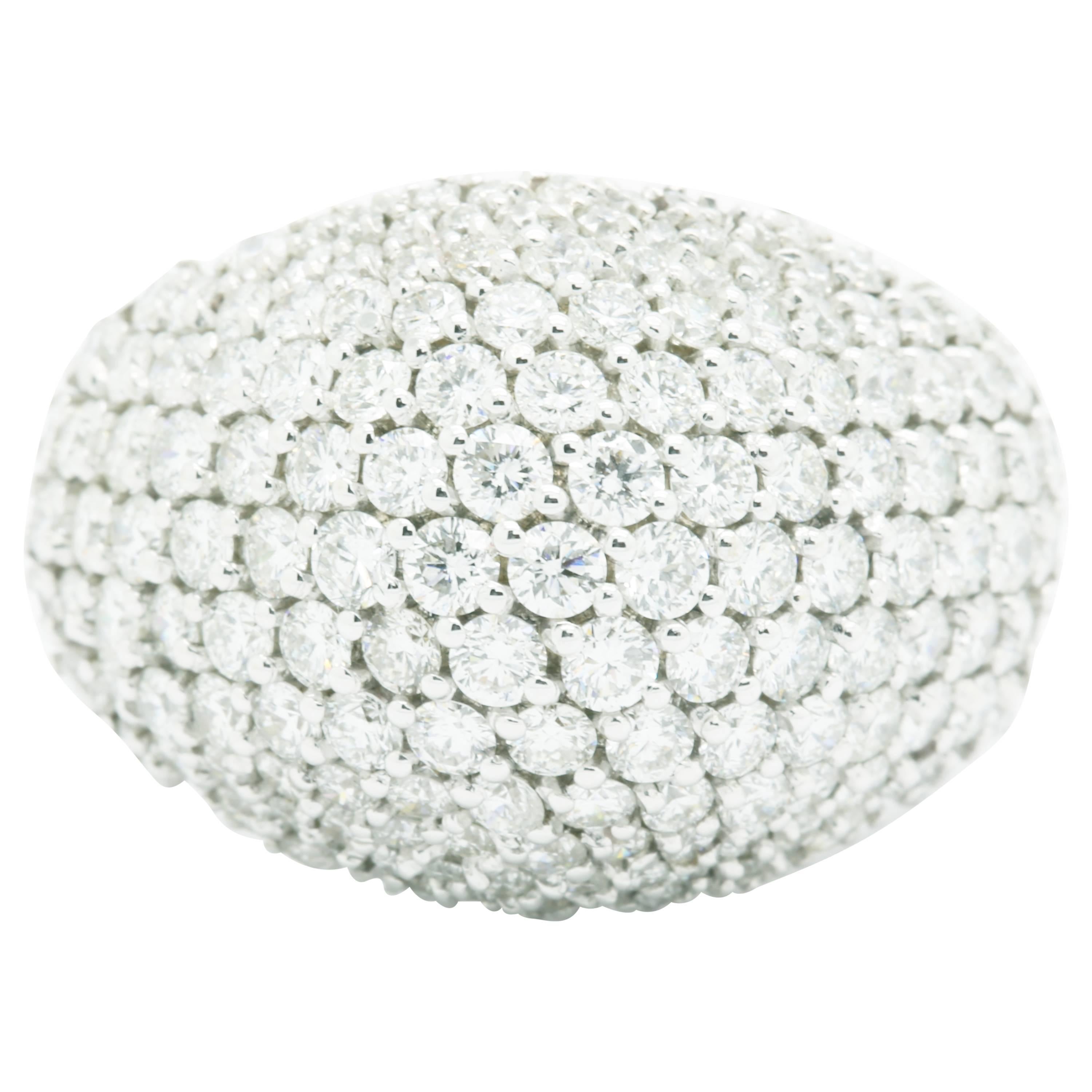 3.70 carat Diamond Dome Pave' 18k white Ring