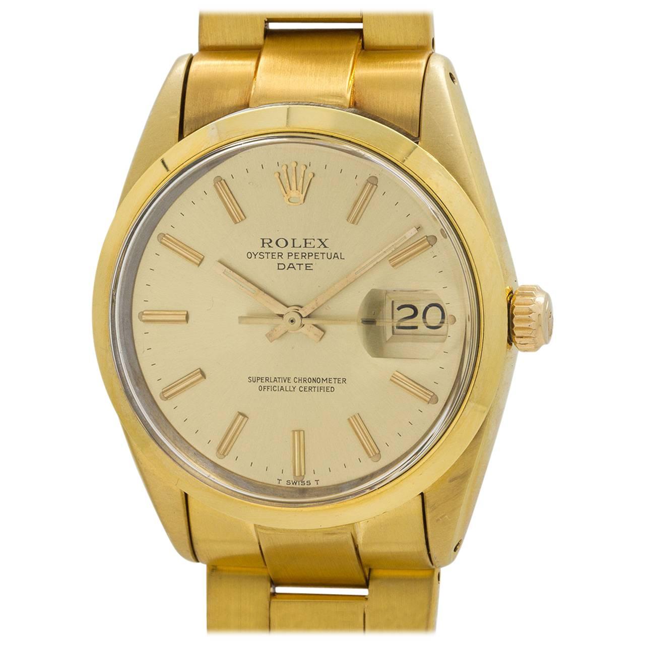 Rolex Gold Shell Oyster Perpetual Date Automatic Wristwatch circa 1979