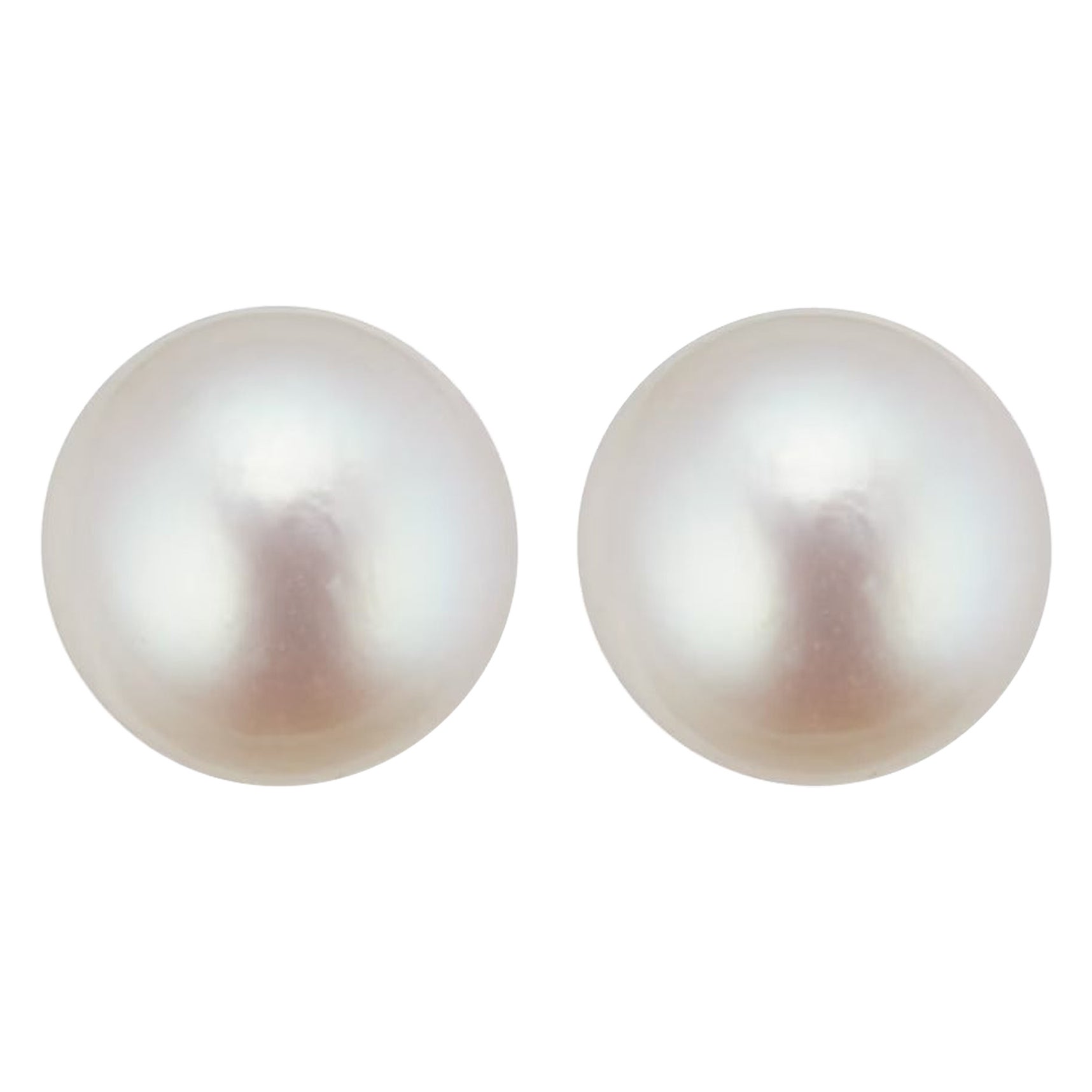 5mm Round Cultured Freshwater White Pearl 9k Yellow Gold Stud Earrings For Sale