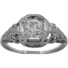 Art Deco .60 Carat Diamond Gold Engagement Ring