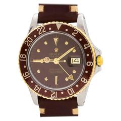 Rolex Yellow Gold Stainless Steel “Chocolate” GMT Automatic Wristwatch 1970s