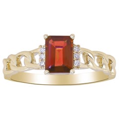 Bague classique en or jaune 14k pour femmes/filles, ornée d'une opale de feu et de diamants