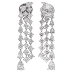 2.76 Carat Pear & Round Diamond Chandelier Earrings 18 Karat White Gold Jewelry