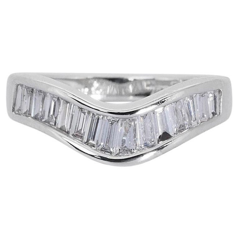 Ravishing 18k White Gold Pave Stack Ring w/ 1.2 ct Natural Diamonds IGI Cert For Sale