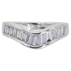 Ravishing 18k White Gold Pave Stack Ring w/ 1.2 ct Natural Diamonds IGI Cert