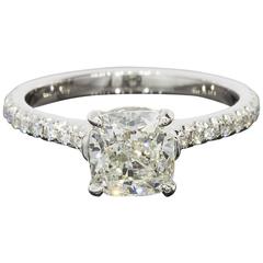 Custom Platinum 1.96 Carats Cushion Diamonds GIA Certified Engagement Ring