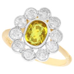 Antique 1.16 Carat Yellow Sapphire and 1.00 Carat Diamond Ring