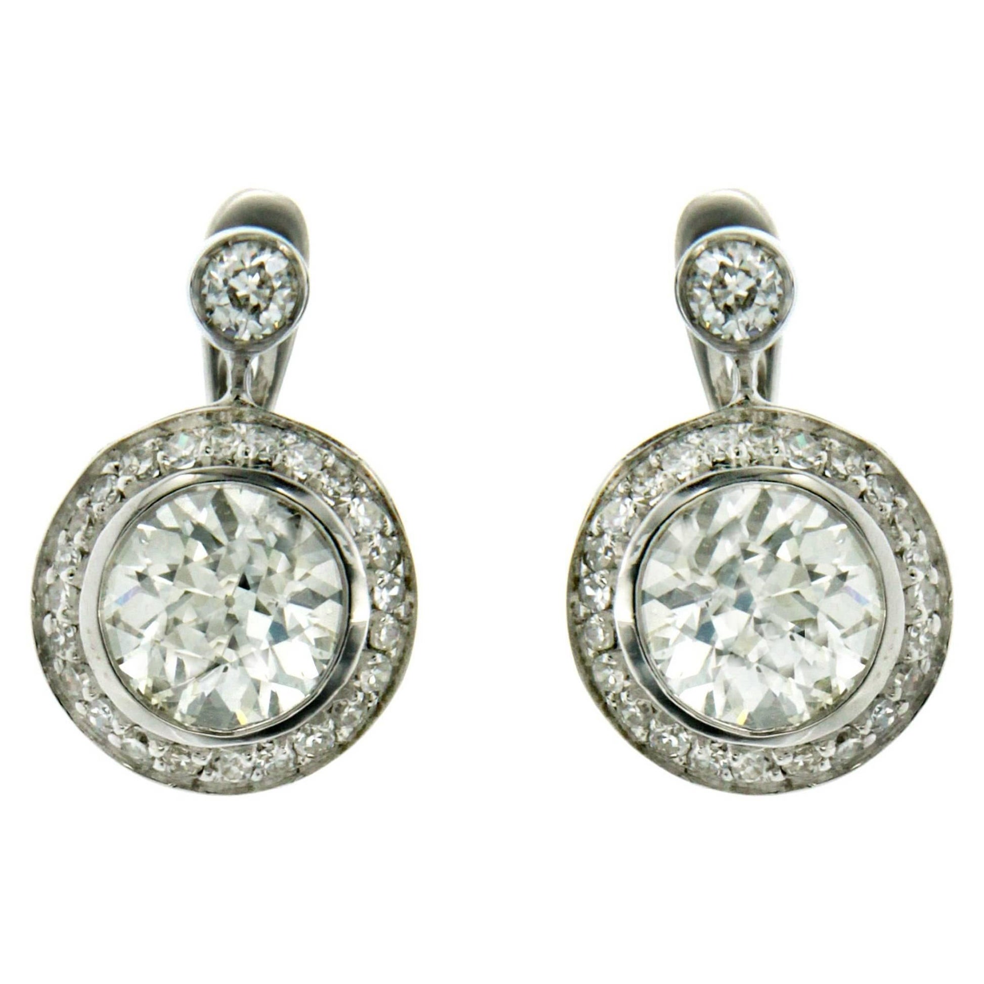Pendientes de gota de oro con diamantes de 2,50 quilates