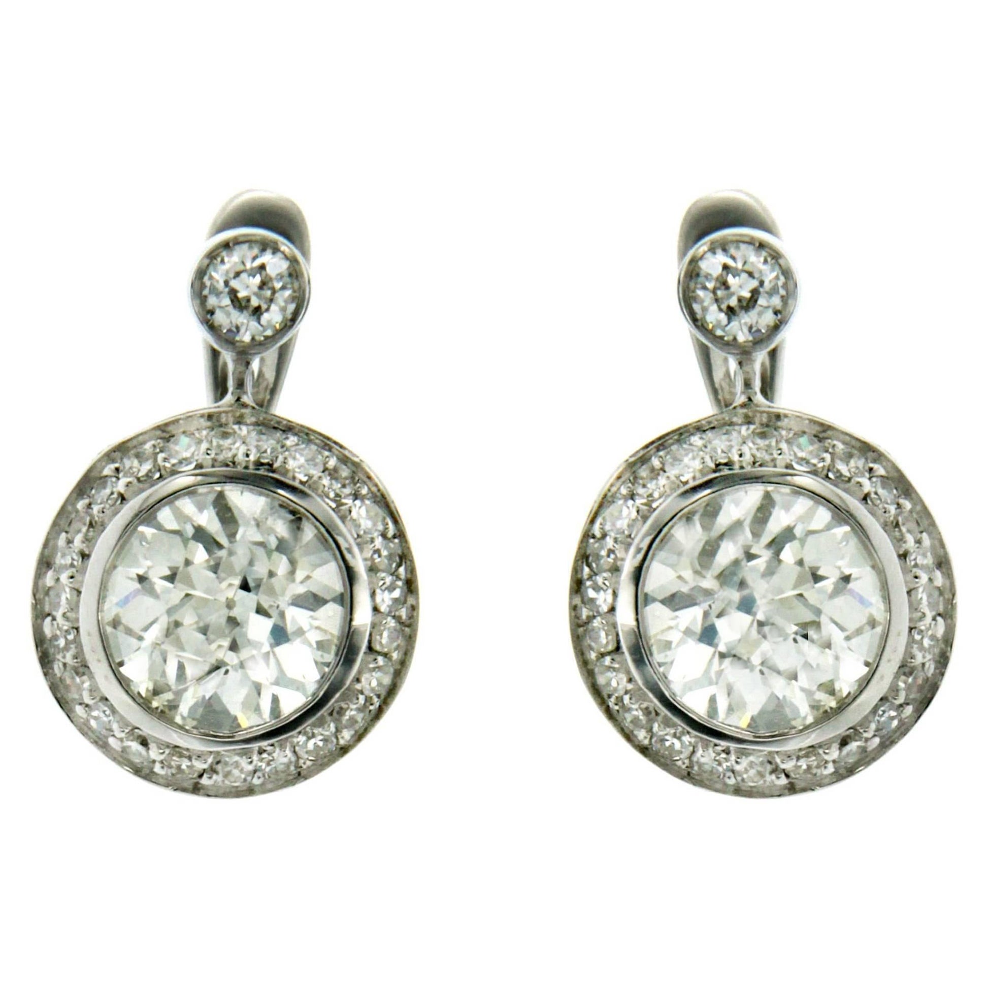 2.50 Carat Diamond Gold Drop Earrings