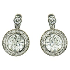 Vintage 2.50 Carat Diamond Gold Drop Earrings