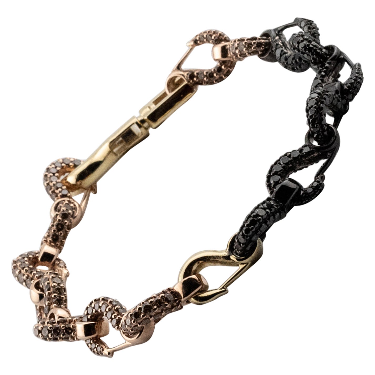 Grunfeld Link 8.25 Carats Black and Brown Diamond Bracelet
