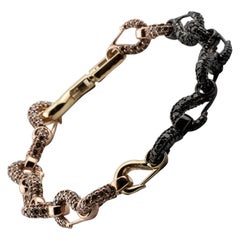 Bracelet en diamants noirs et bruns de 8,25 carats de Grunfeld Link