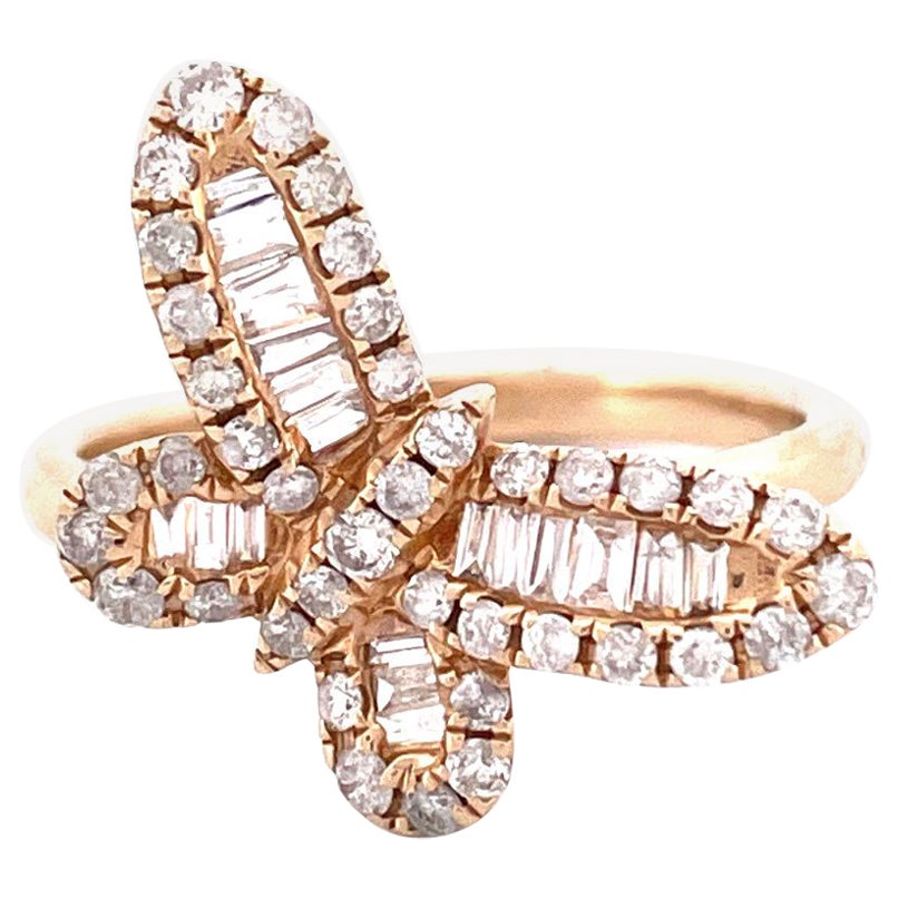 Gorgeous 14K Gold Butterfly Ring with 1.00 TCW Diamonds