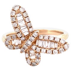 Superbe bague papillon en or 14 carats avec 1,00 carat de diamants TCW