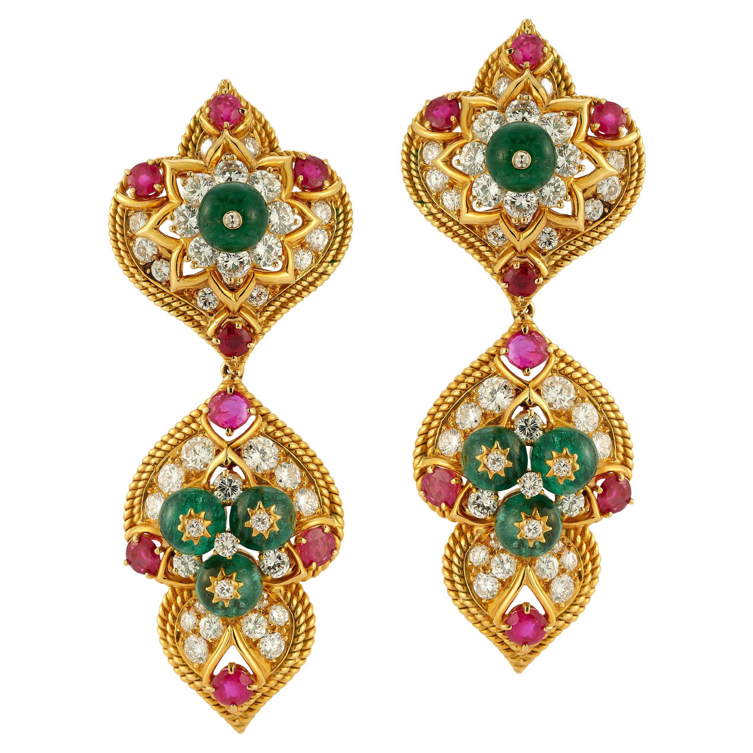 Van Cleef & Arpels Indian Inspired Day & Night Earrings