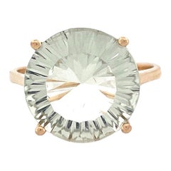 Squisito anello in oro giallo 14k con tormalina verde