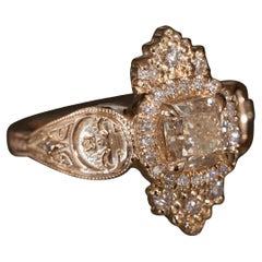 1 Carato GIA Certified Diamond Cushion Cut French Pavé Anello Dreamers