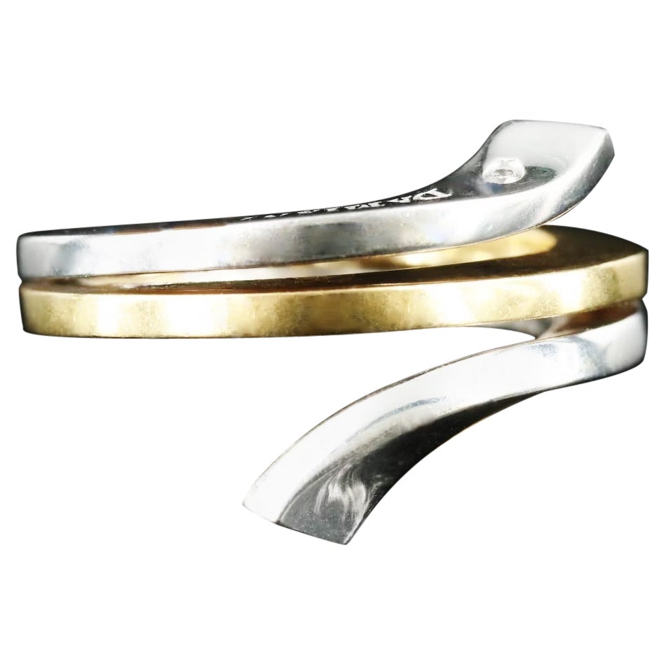 $6500 / Italian Damiani Diamond Bypass Ring / 18K Gold Heavy ring For Sale