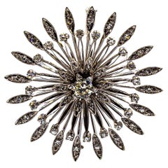 Art Deco Style Handcrafted 1.62 Carat Brilliant Cut Diamond White Gold Brooch