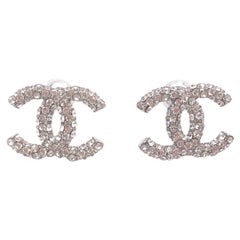 Silver Chanel Stud Earrings - 31 For Sale on 1stDibs