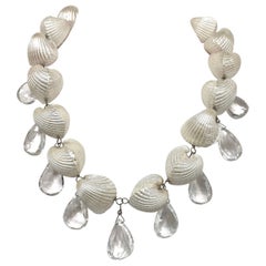 Weiße karibische Muscheln mit weißem Topas Paradizia Halskette