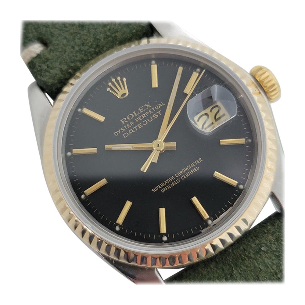 Mens Rolex Oyster Datejust 1601 18k Gold SS Automatic 1960s Vintage Swiss RJC142 en vente