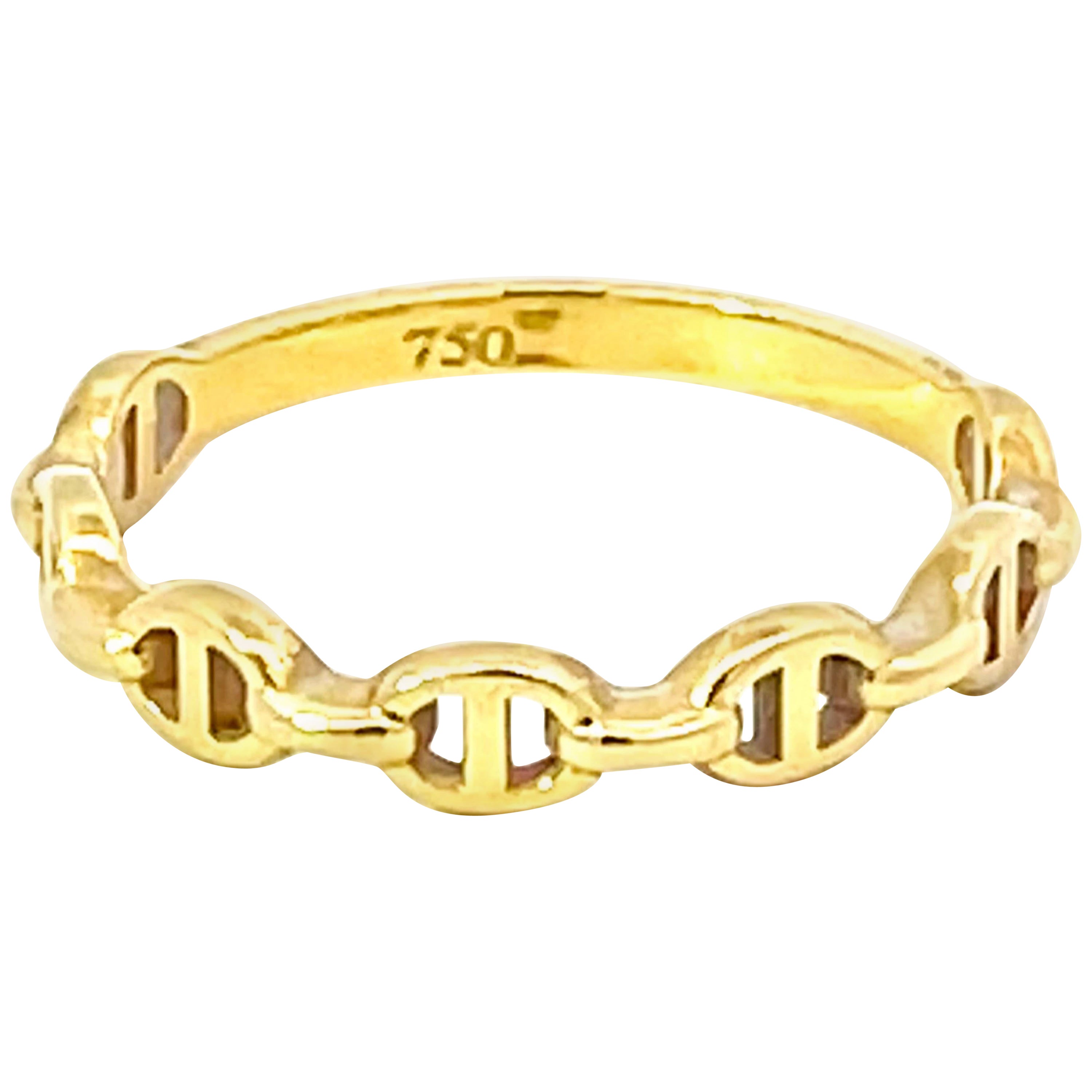 Gold Anchor Link Ring in 18k Yellow Gold