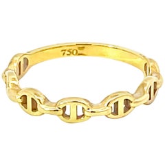 Anillo de Eslabón de Ancla de Oro Amarillo de 18k