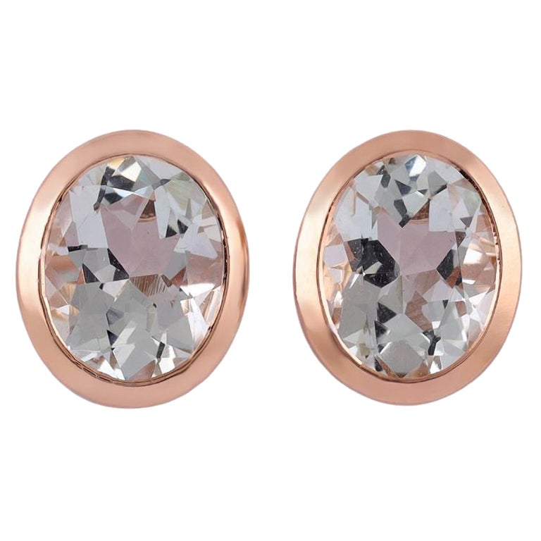 2.81 Carat Aquamarine Stud Earrings in 18 Karat Rose Gold