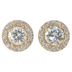 Glamorous 18k Yellow Gold Earrings w/ 3 ct Natural Diamonds IGI Certificate