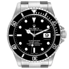 Rolex Submariner Date 40mm Black Dial Steel Mens Watch 16610 Box Card