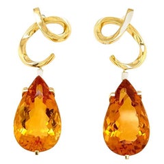Used Citrine and 18k Yellow Gold Earring (B13467n)