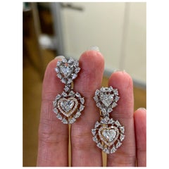 3.6 Carat Heart Shape Diamond Dangle Earrings