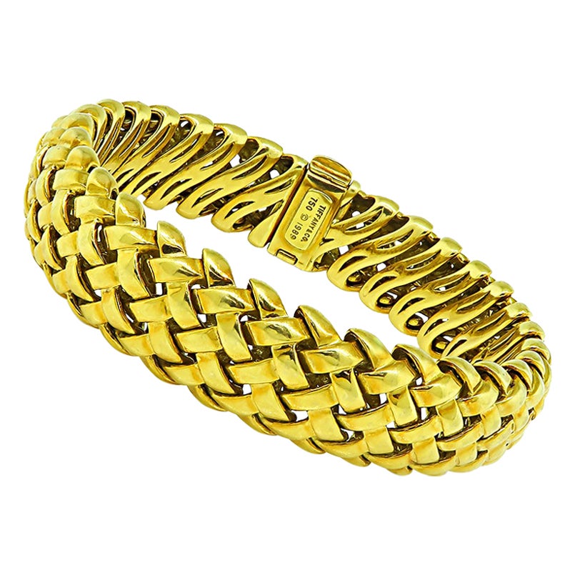 Tiffany and Co Gold Weave Bracelet For Sale at 1stDibs