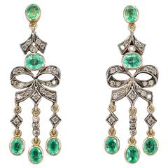 Emerald Diamond Gold Chandelier Earrings 3