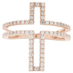 14 Karat Rose Gold Diamond Cross Cutout Ring